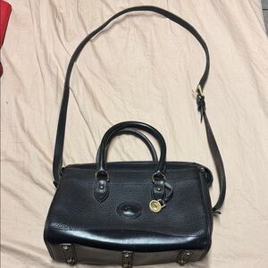 Dooney & Bourke Black Leather Satchel with Gold Accents